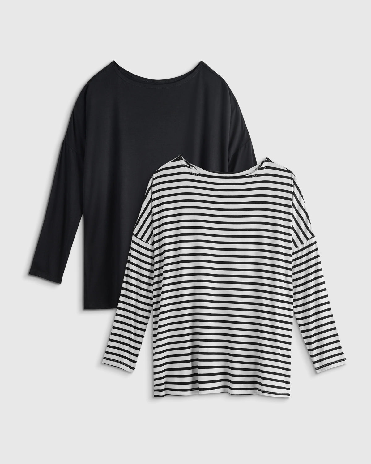 Bamboo Jersey Maternity Long Sleeve Tee (2-pack) - XS / Wine Tasting Red/Nocturnal Green