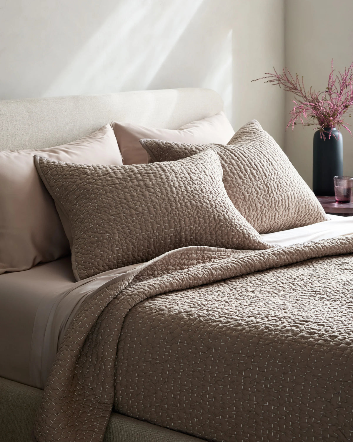 Organic Cotton Hand Stitched Quilted Sham Set - Standard / Ocean
