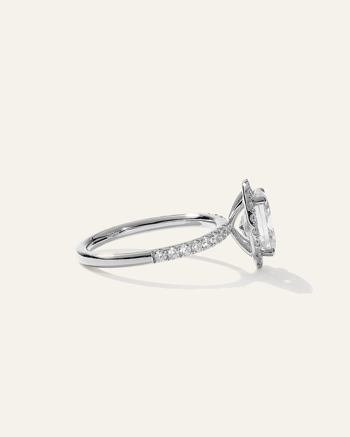 Lab Grown Diamond Oval Halo Pave Engagement Ring - 1.50ct - 4 / Yellow Gold