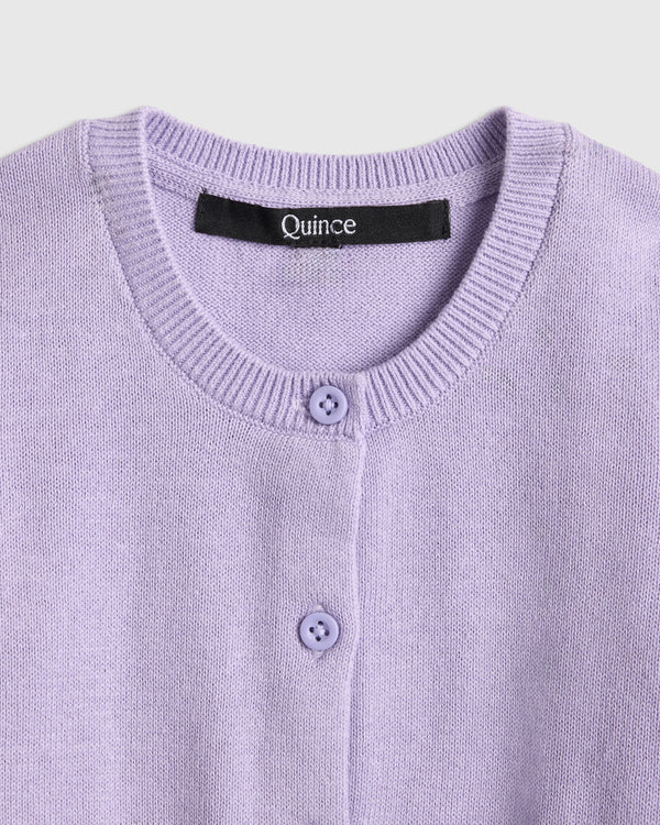 100% Organic Cotton Crewneck Cardigan - 0-3M / Ivory