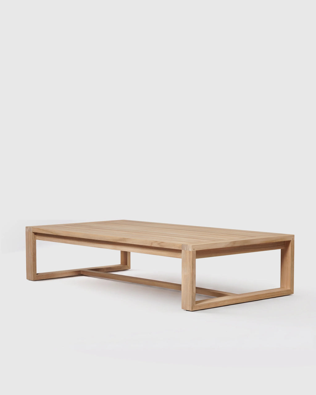 Linear Solid Teak Outdoor Coffee Table - One Size / Natural Teak