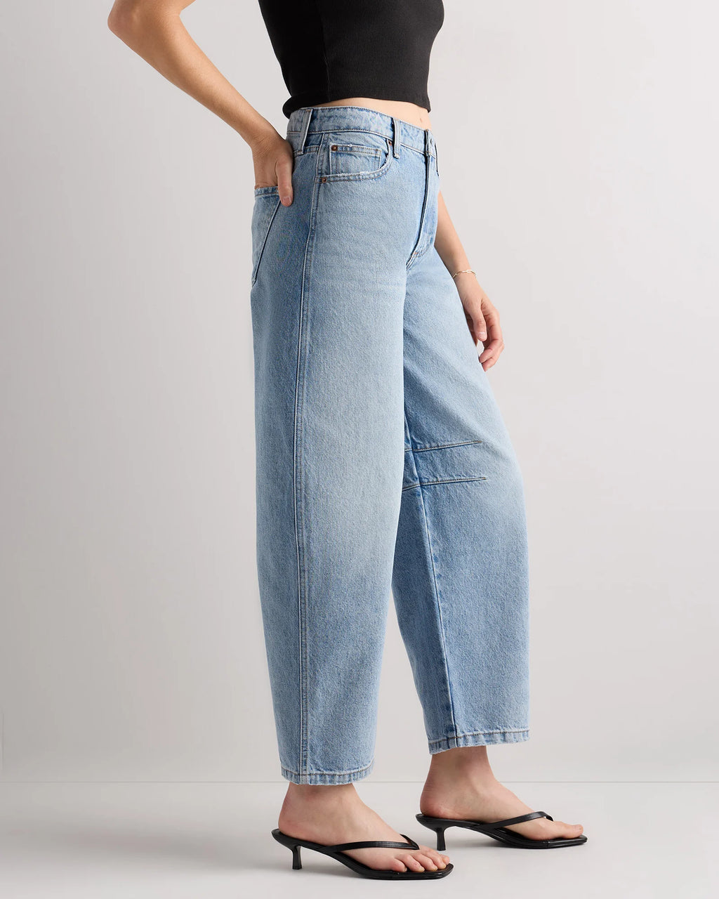 Maya Rigid Exaggerated Barrel Jeans - 24 / Powder Blue