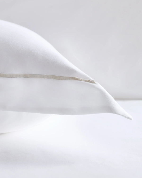 Signature Giza Cotton Sateen Embroidered Euro Sham - Euro / White/Dried Sage