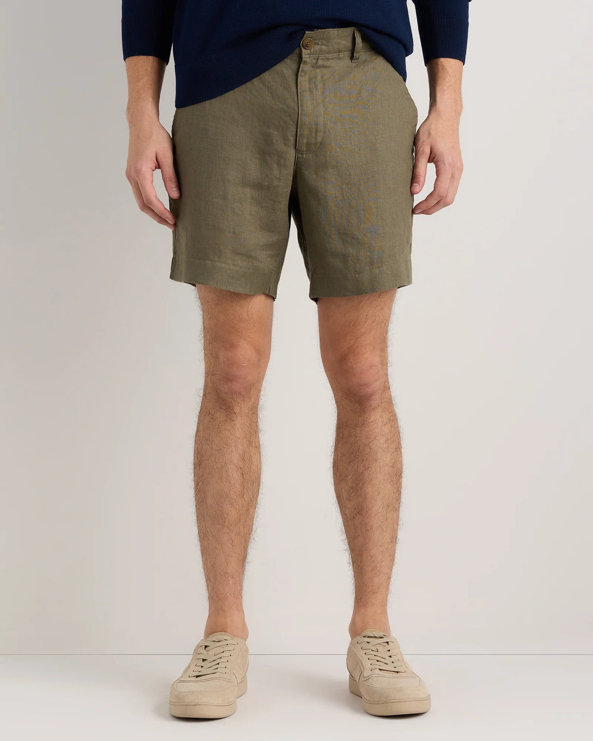 100% European Linen Trouser Shorts - 7" - S / Bayberry Olive Main image