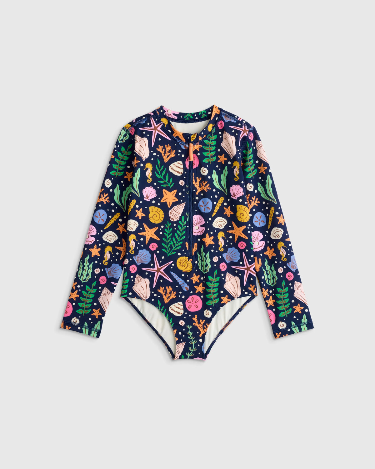 Long Sleeve Zip-Up Swimsuit - 6 / Happy Floral