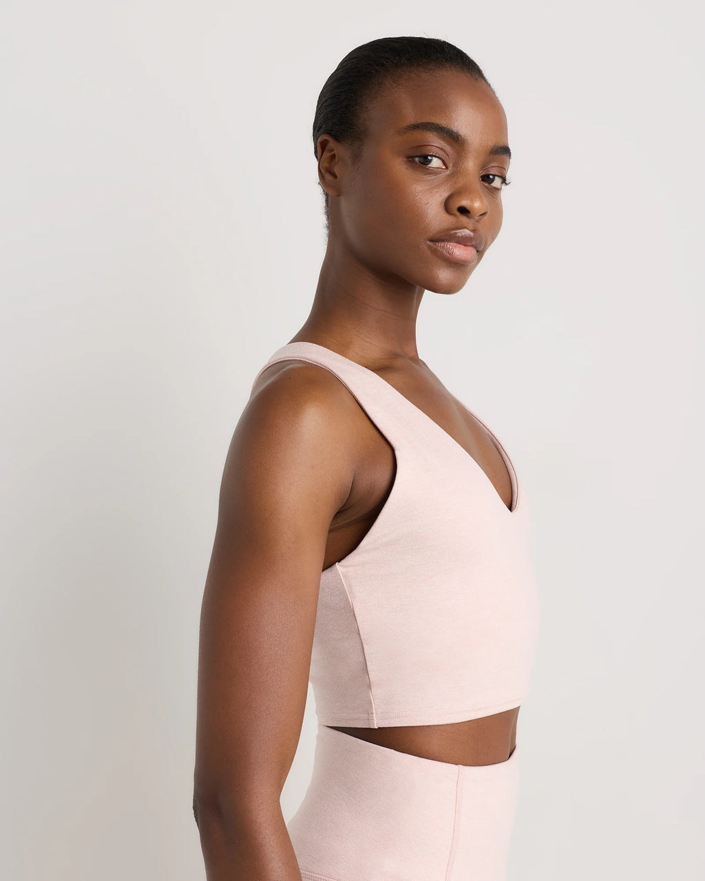 Ultra-Soft V-Neck Cropped Tank - XS / Heather Navy