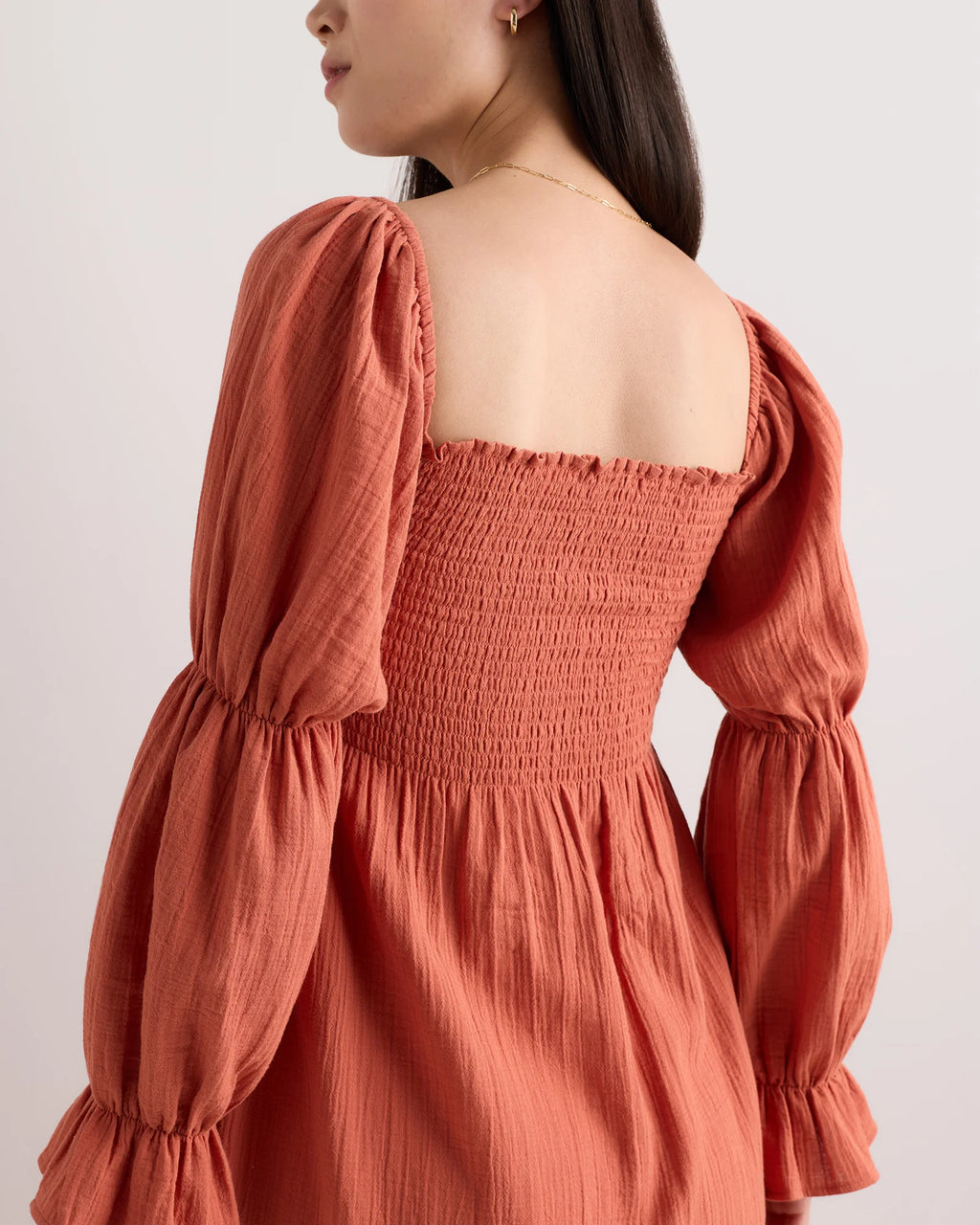 100% Organic Cotton Gauze Maternity Smocked Midi Dress - XS / Wild Cherry