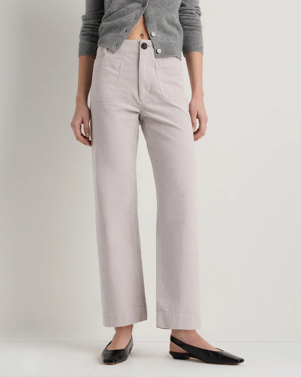 Organic Stretch Corduroy Cropped Wide Leg Pants - 0 / Black