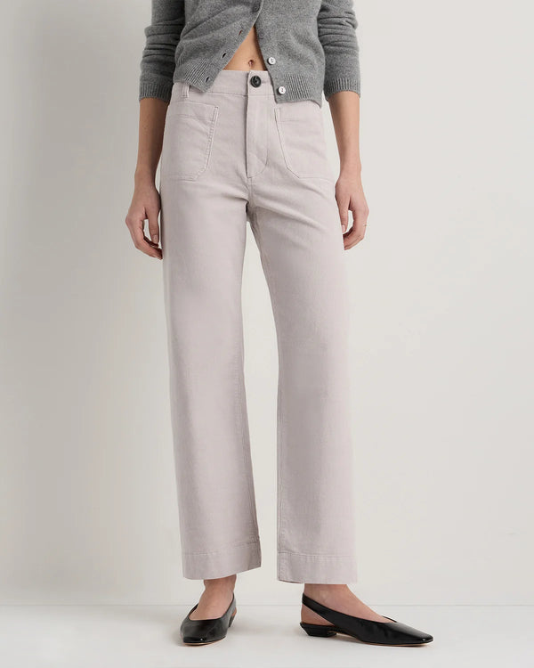 Organic Stretch Corduroy Cropped Wide Leg Pants - 0 / Black