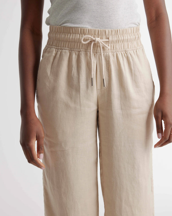 100% European Linen Wide Leg Pants - XS / Flax