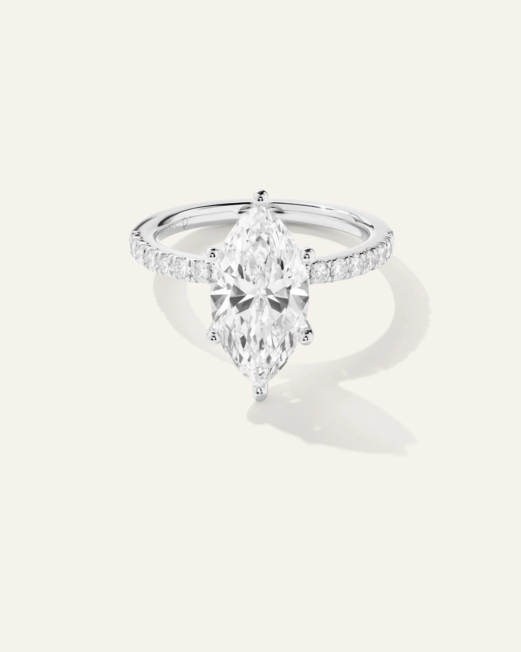 Lab Grown Diamond Marquise Petite Pave Engagement Ring - 3ct - 4 / Yellow Gold