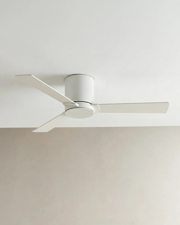 Minimalist Hugger Wood Blade Ceiling Fan - 44" / White