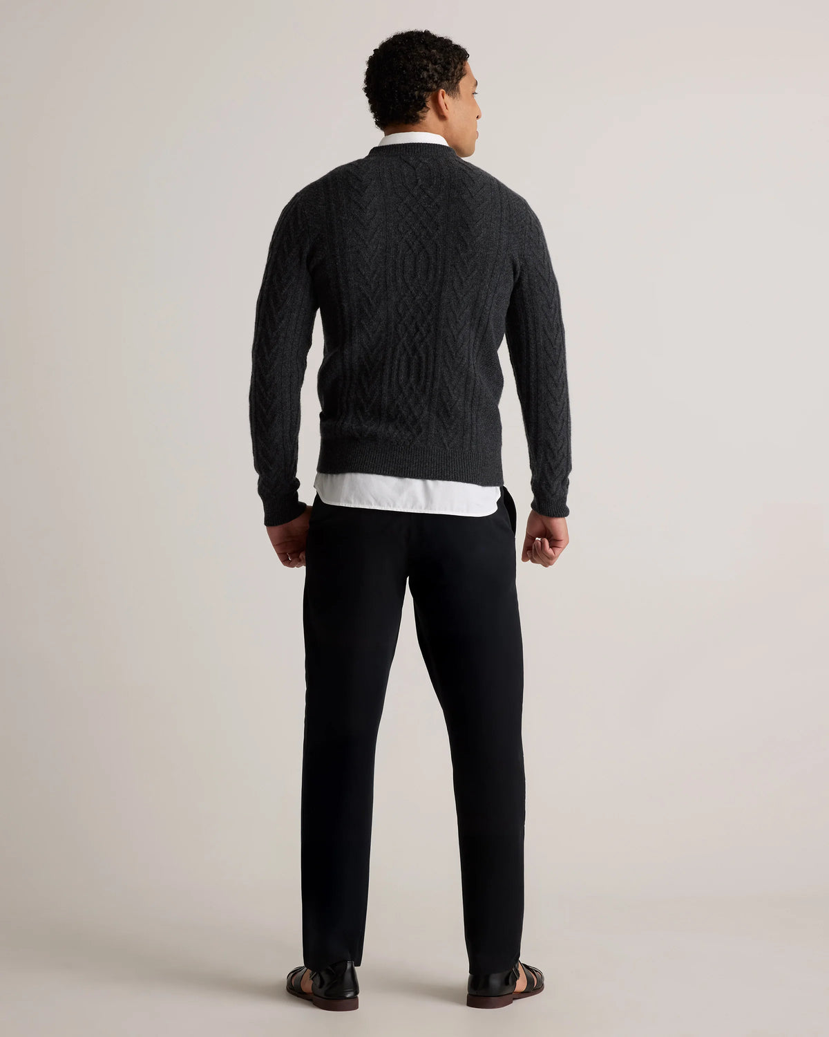 Mongolian Cashmere Cable Crewneck Sweater - S / True Navy