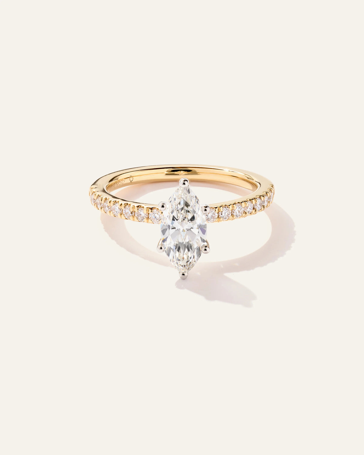 Lab Grown Diamond Marquise Petite Pave Engagement Ring - 1ct - 4 / Yellow Gold Main image