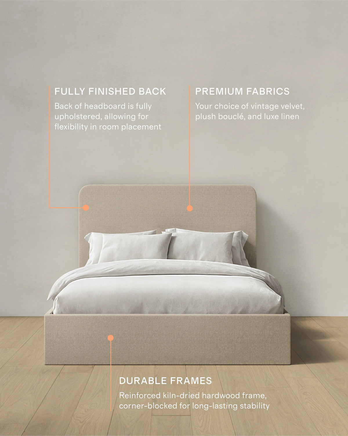 100% Linen Curved Bed - Full / Canvas