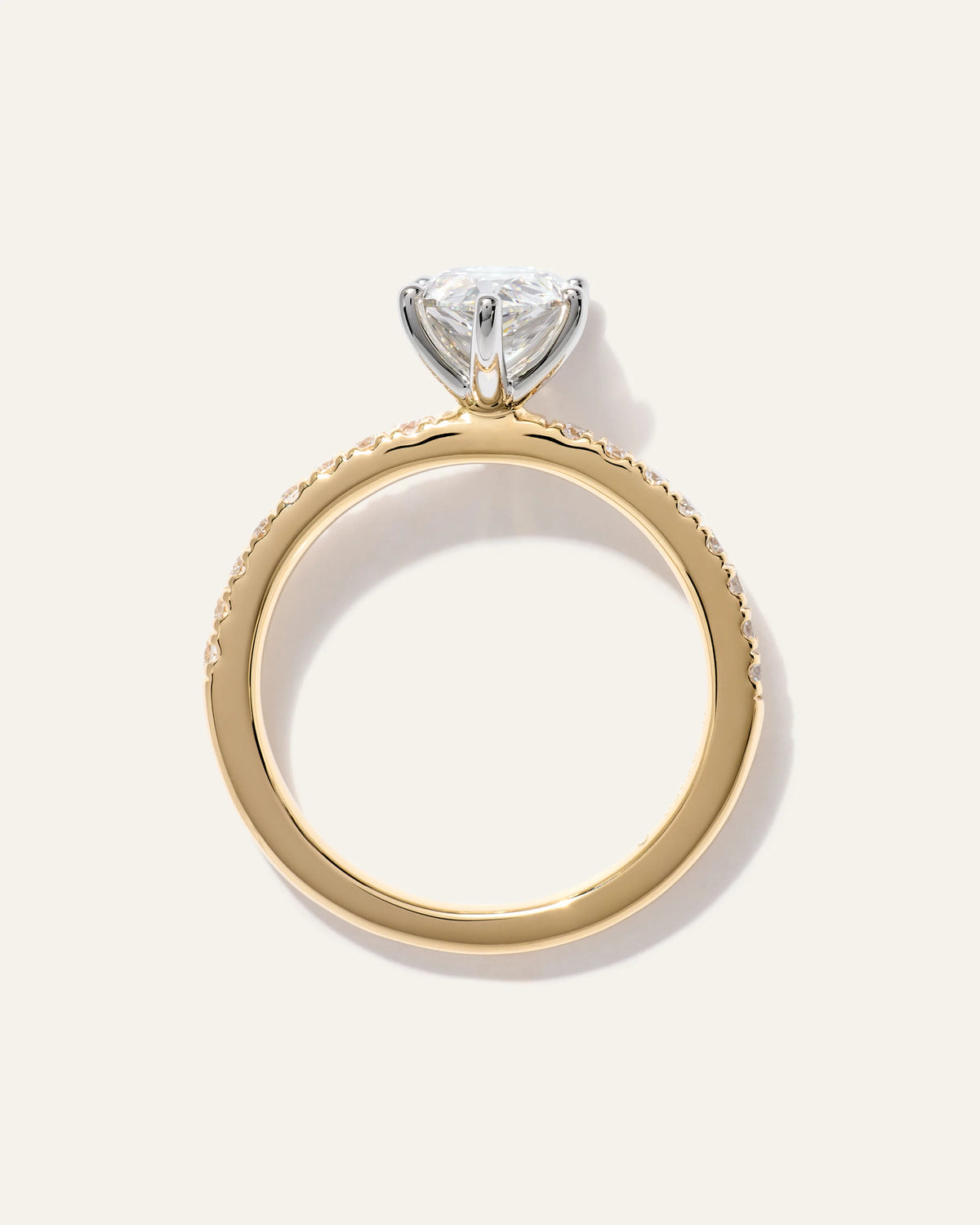 Lab Grown Diamond Pear Petite Pave Engagement Ring - 1.5ct - 4 / Yellow Gold