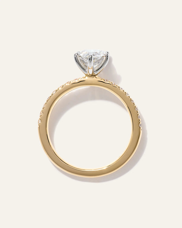 Lab Grown Diamond Pear Petite Pave Engagement Ring - 1.5ct - 4 / Yellow Gold