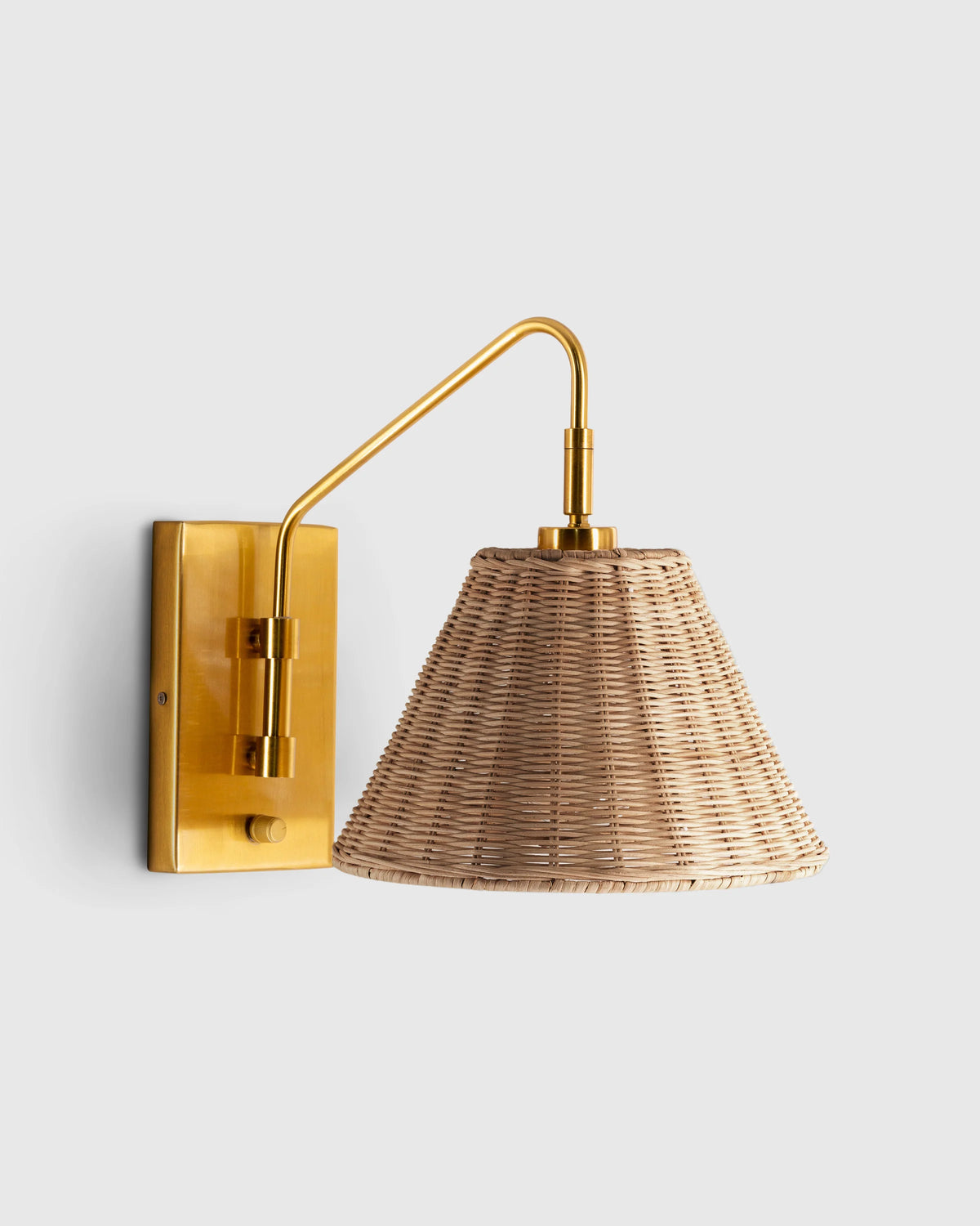 Articulating Sconce with Rattan Shade - One Size / Brass Main image