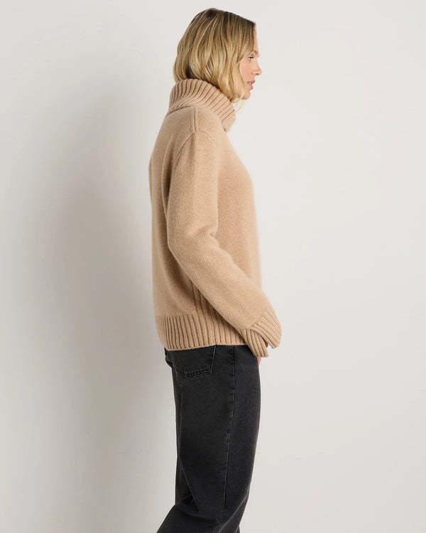 Luxe Baby Cashmere Quarter Zip Sweater - XS / Creamy Cortado