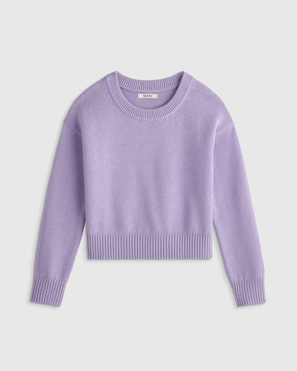 100% Organic Cotton Crewneck Sweater - 6 / Navy/White