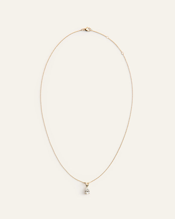 14K Gold Lab Grown Diamond Pear Solitaire Necklace - 1ctw - One Size / Yellow Gold