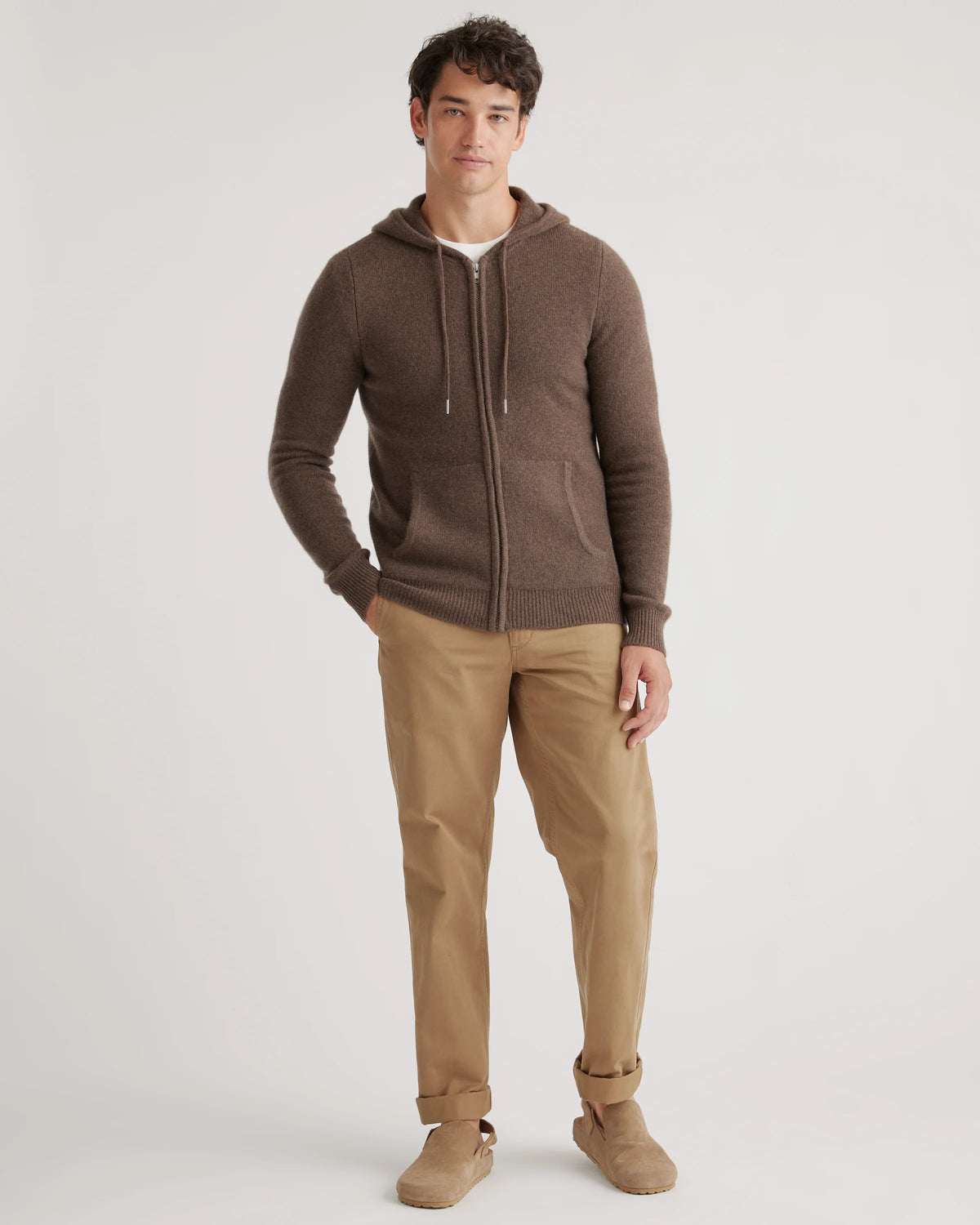 Mongolian Cashmere Full-Zip Hoodie - S / Teak