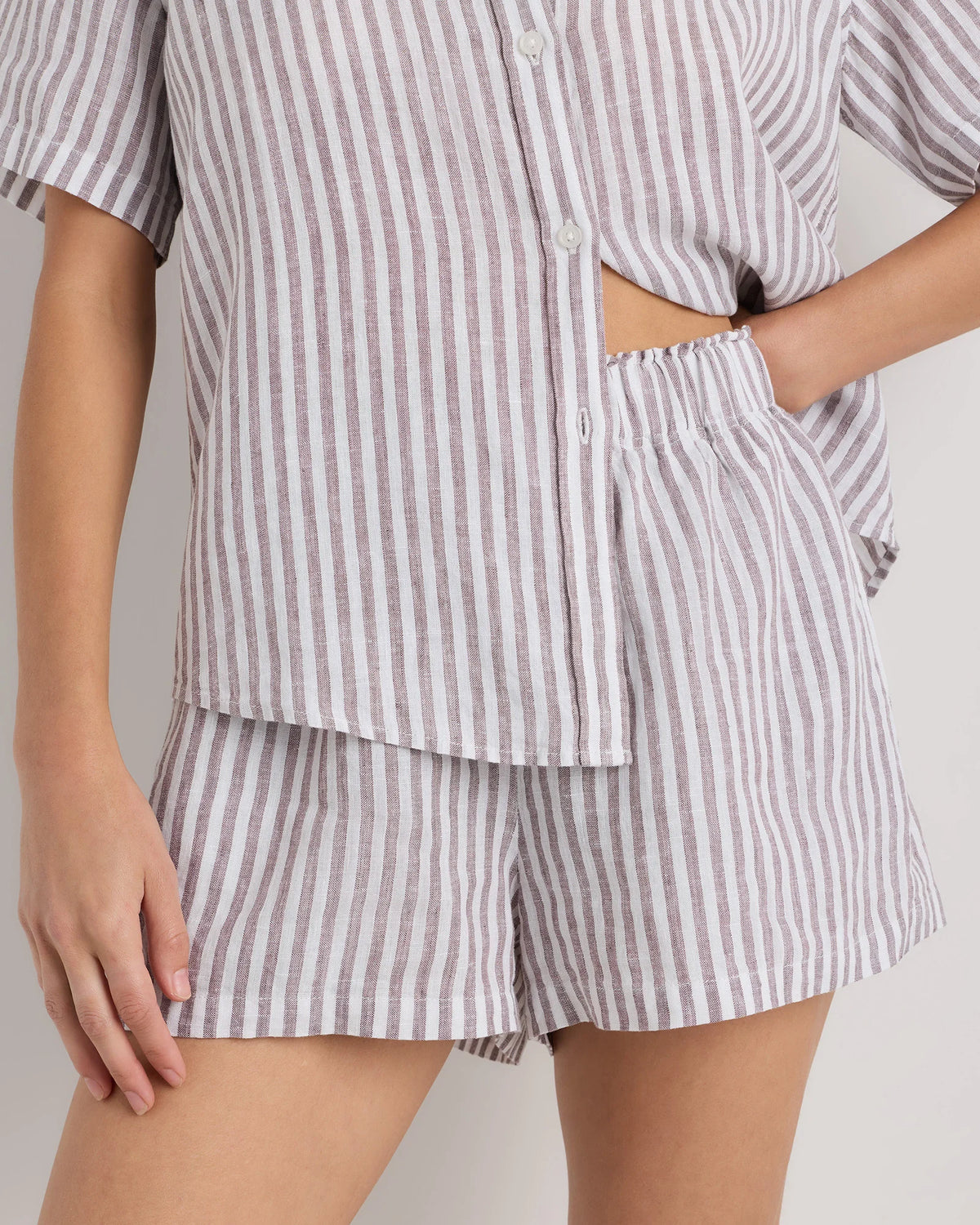 100% European Linen Shorts Pajama Set - XS / French Blue