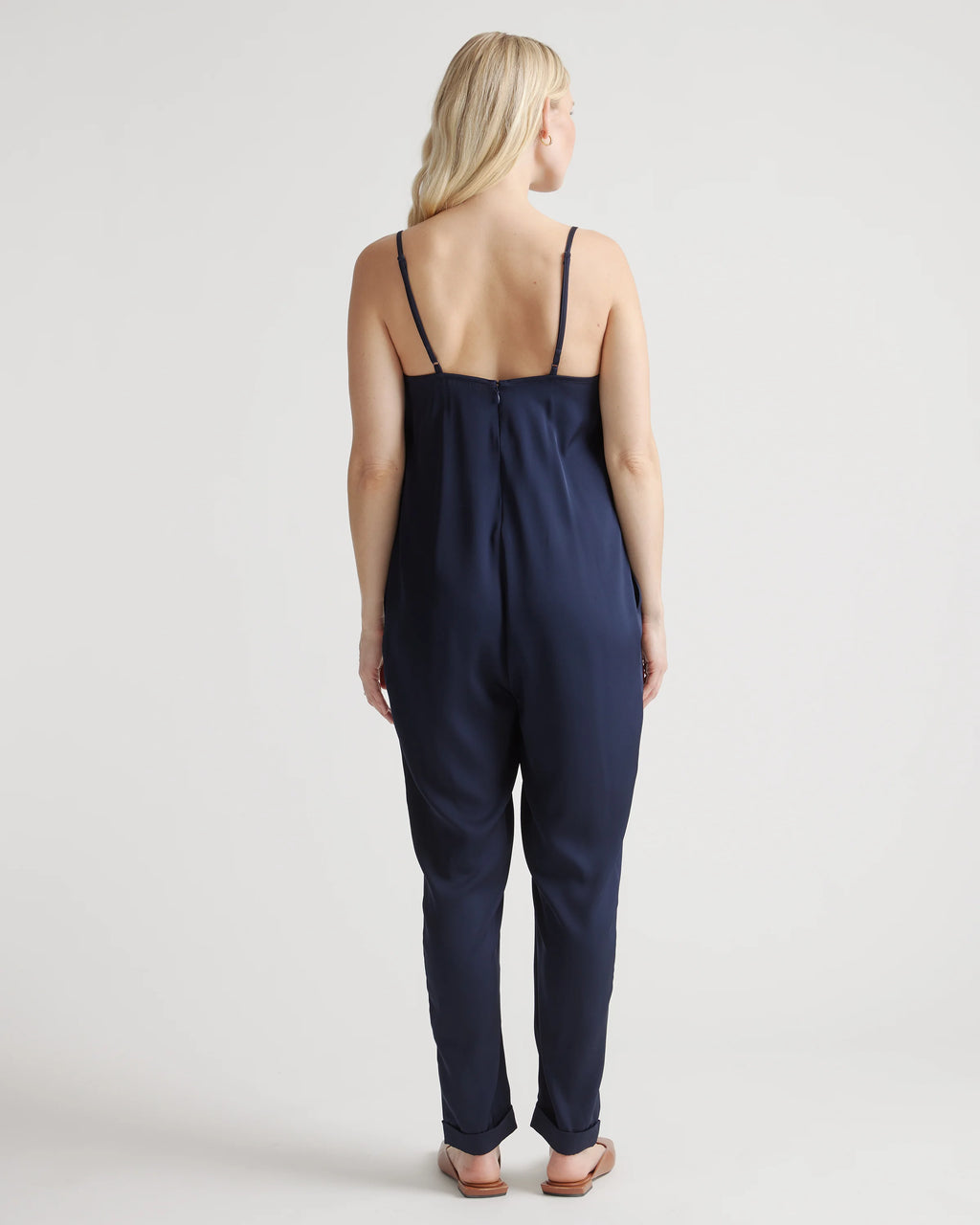 Washable Stretch Silk Maternity Jumpsuit - XS / Black