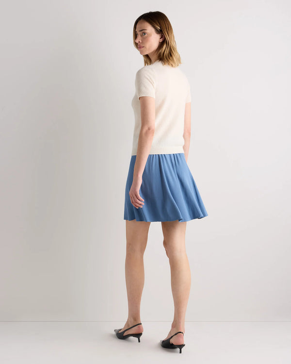 Lightweight Crepe A-Line Mini Skirt - XS / Moonstone Blue