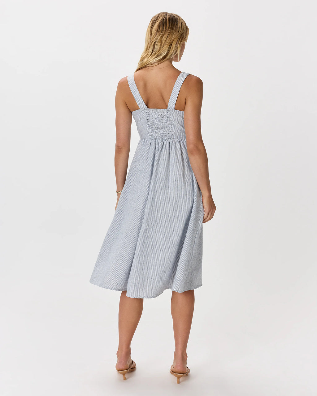 100% European Linen Fit & Flare Midi Dress - XS / Brick Red Heirloom Floral