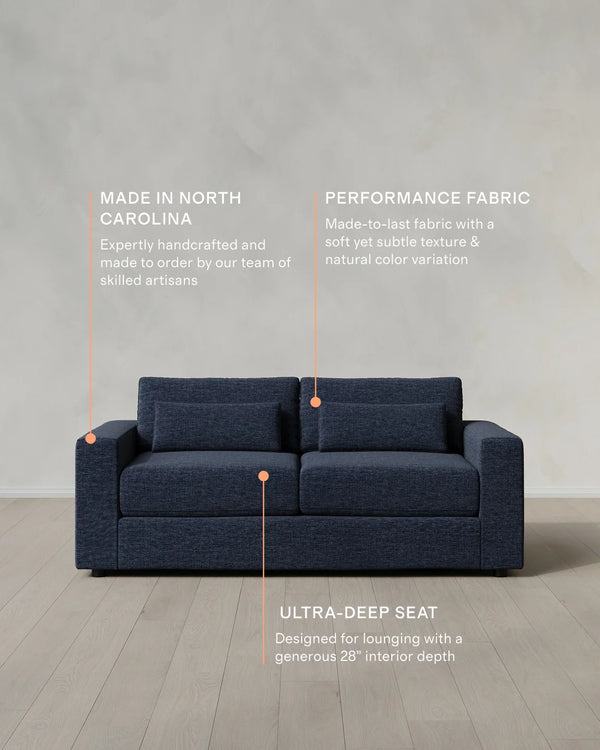Ashford Deep Seat Sofa in Performance Chenille Linen Blend - 7ft / Snow