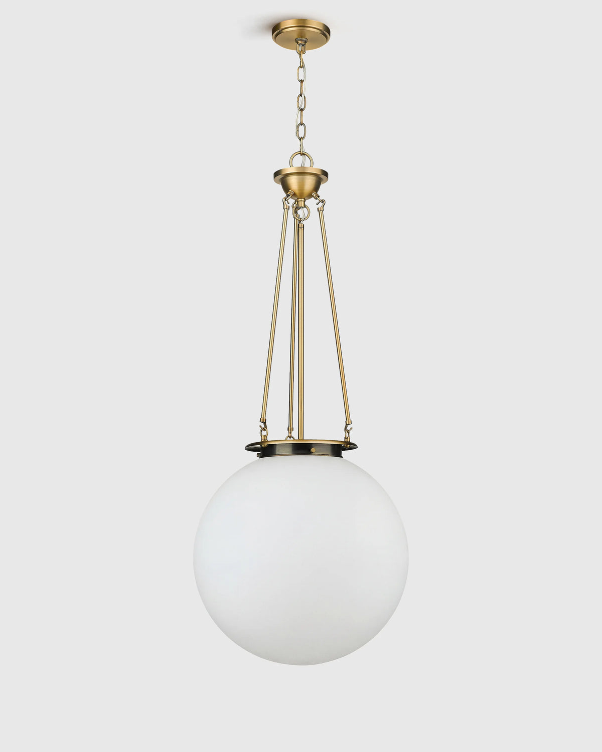 Antiqued Steel and Glass Globe Pendant Light - One Size / Brass Main image