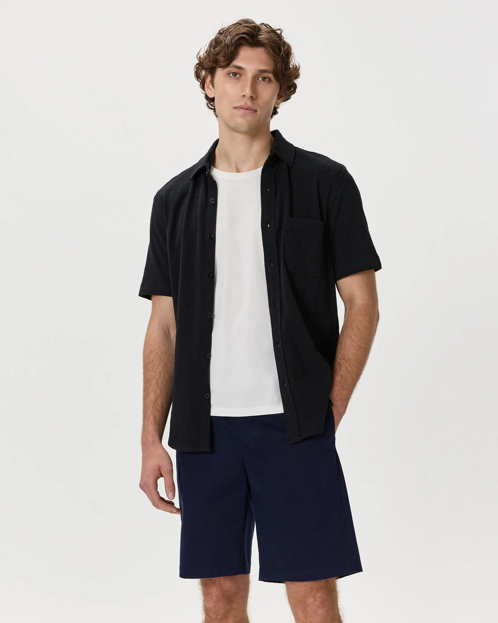 100% Organic Cotton Slub Short Sleeve Button Up Shirt - S / Heather Grey