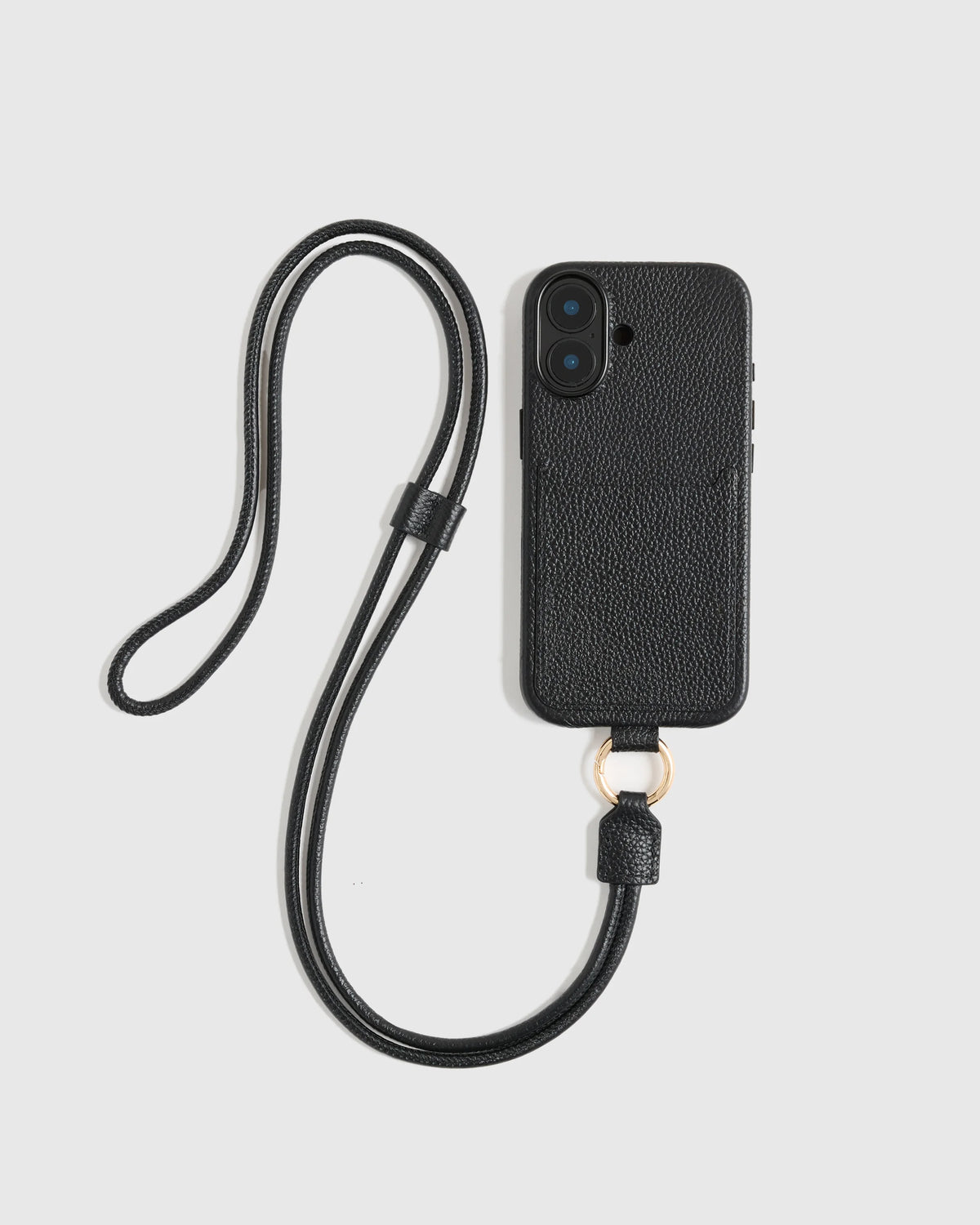 Italian Leather Phone Crossbody Case - 17 / Black Main image