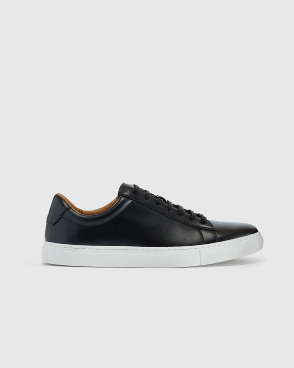 Italian Leather Everyday Sneaker - 7 / Black/Black