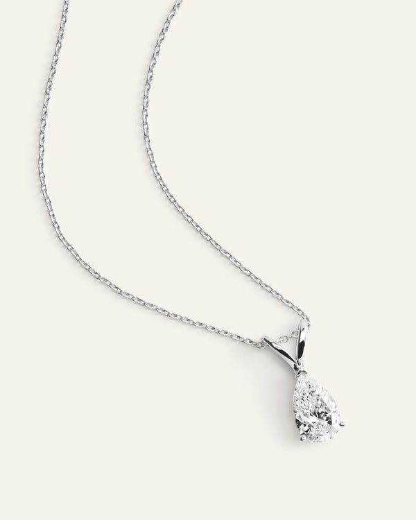 14K Gold Lab Grown Diamond Pear Solitaire Necklace - 1ctw - One Size / Yellow Gold