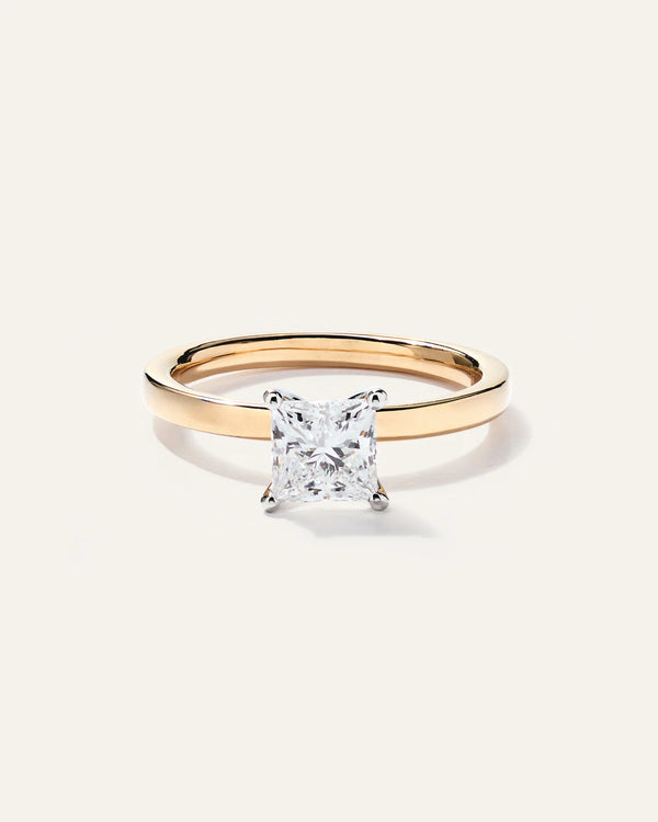 Lab Grown Diamond Princess Comfort Fit Engagement Ring - 1ct - 4 / Yellow Gold