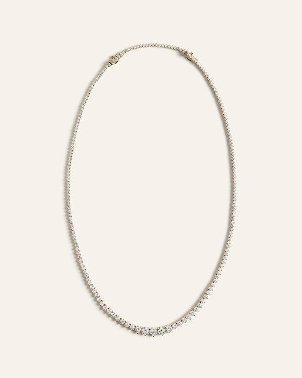 14K Gold Lab Grown Diamond Graduated Tennis Necklace - 10ctw - One Size / Yellow Gold