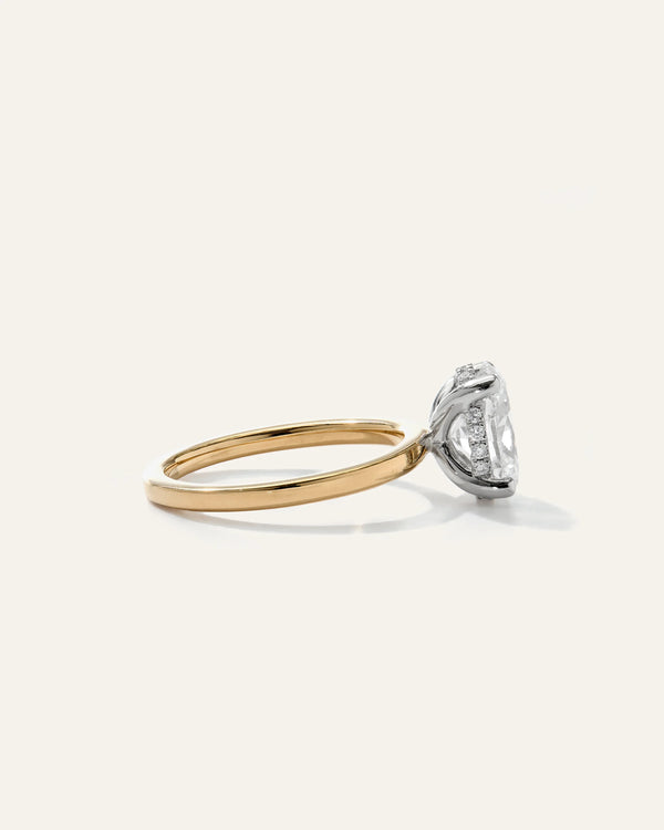 Lab Grown Diamond Oval Petite Hidden Halo Engagement Ring - 2ct - 4 / Yellow Gold