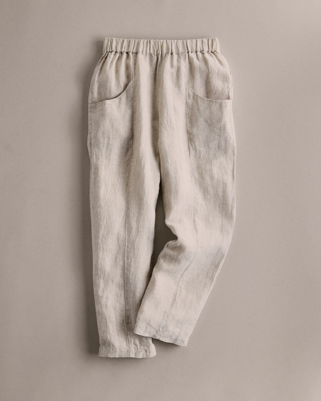 100% European Linen Tapered Ankle Pants - XS / Blue Pinstripe