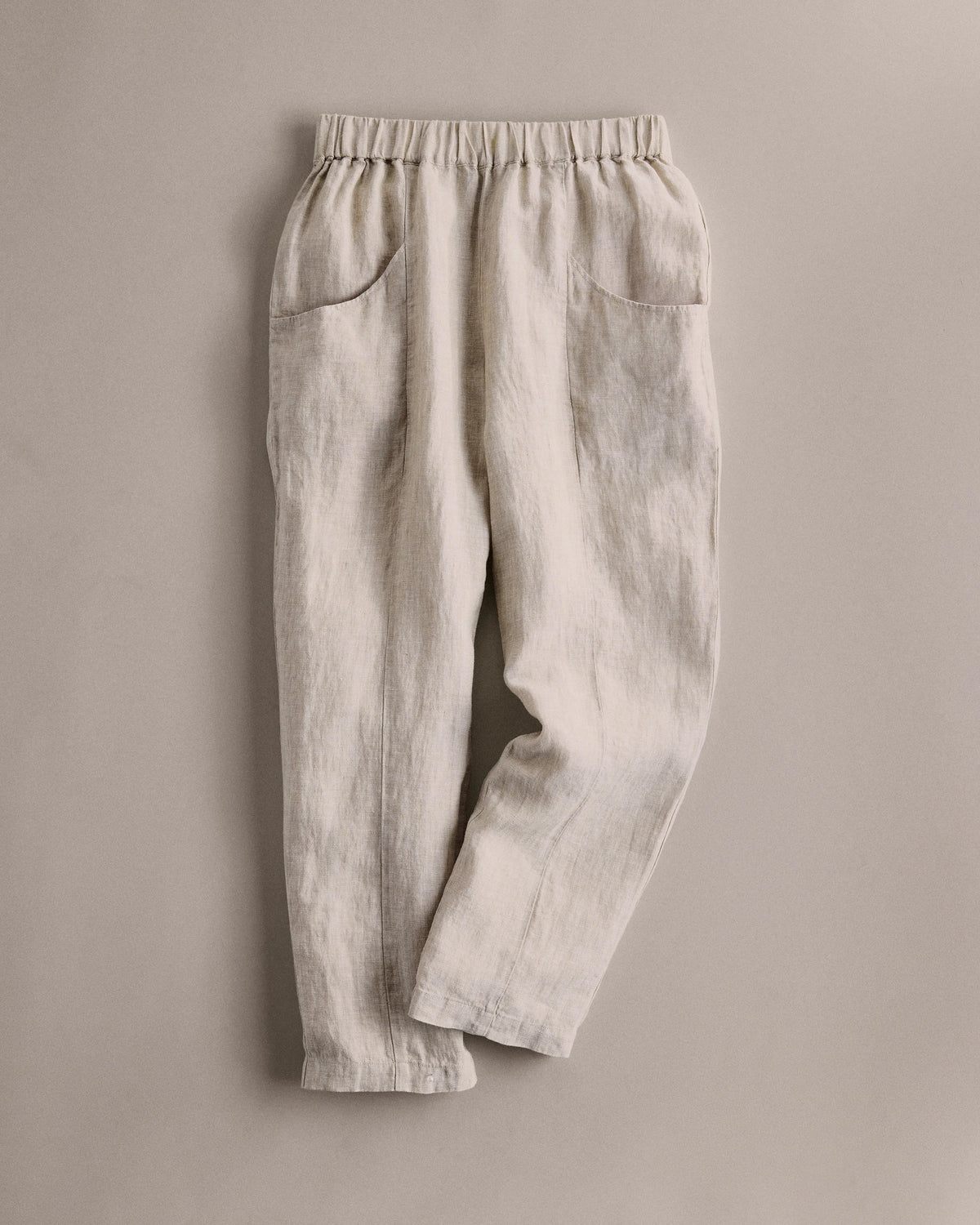 100% European Linen Tapered Ankle Pants - XS / Blue Pinstripe