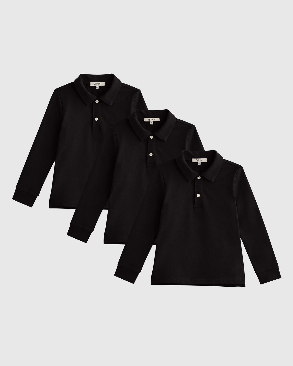 Organic Cotton Long Sleeve Pique Polo 3-Pack - 2T / Black Main image