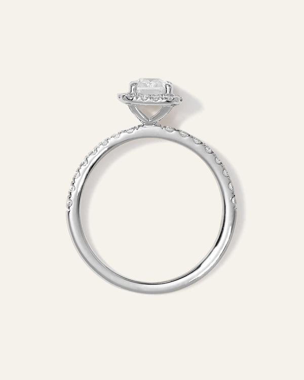Lab Grown Diamond Emerald Halo Pave Engagement Ring - 1ct - 4 / Yellow Gold