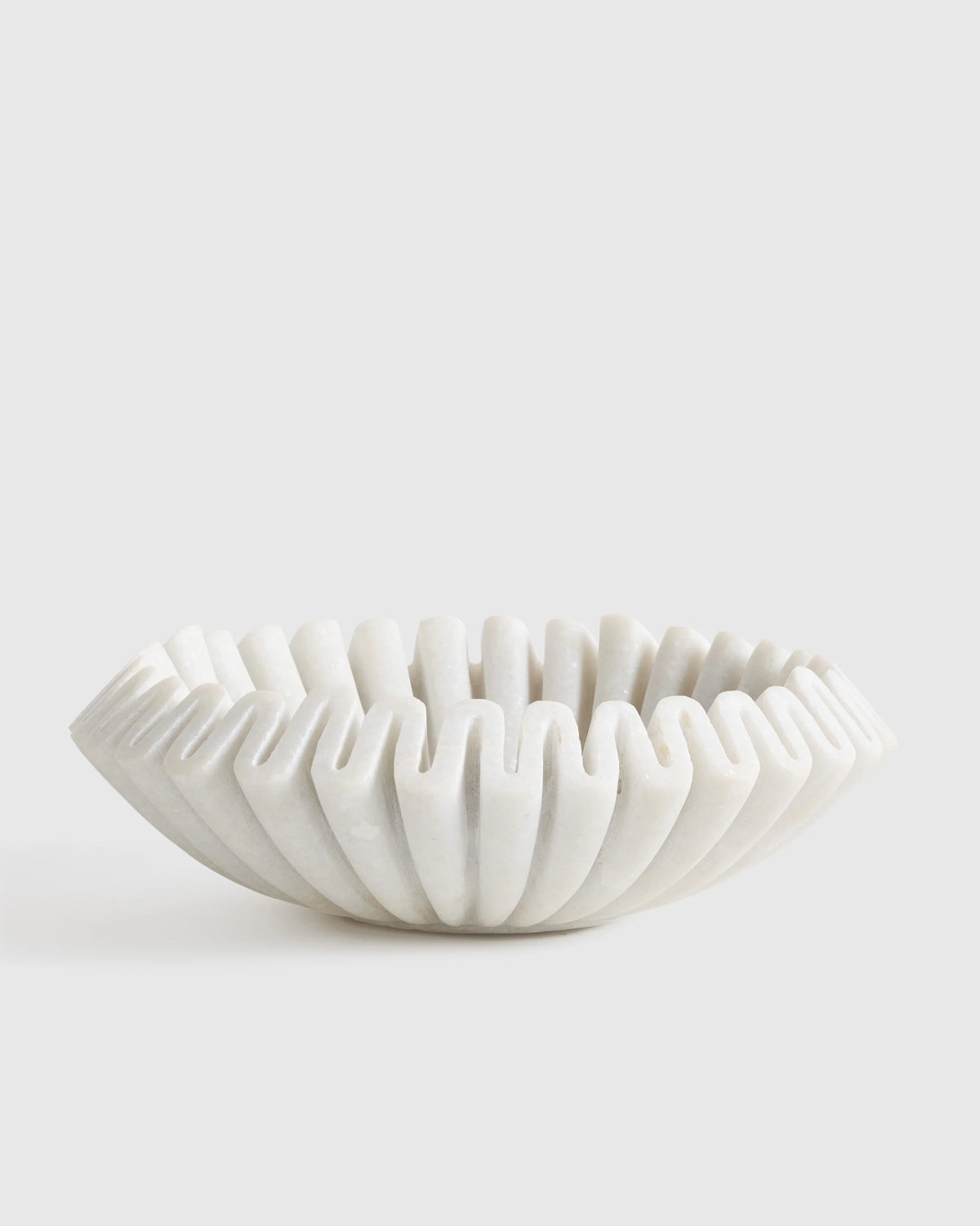 Handcrafted Fluted Marble Decorative Bowl - Large / White Main image