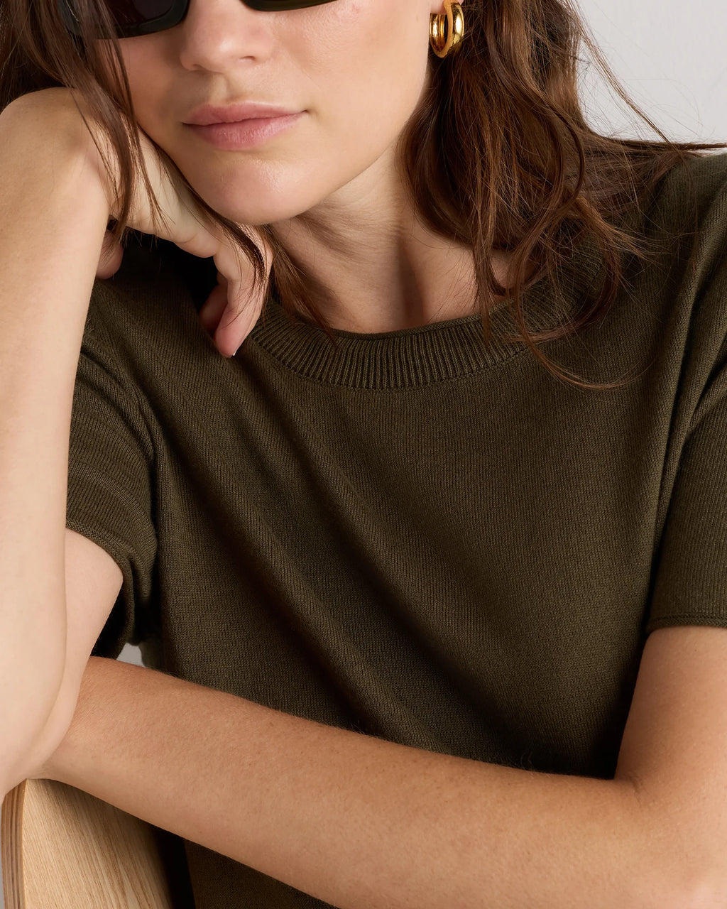 Lightweight Cotton Cashmere Relaxed Sweater Tee - XS / Sugar Stone