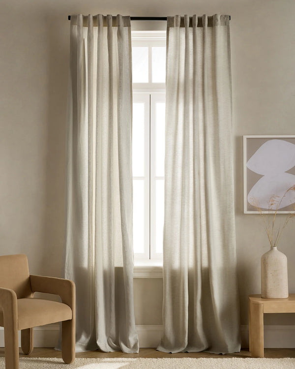 European Linen Curtain - Single Panel - 48x84 / Flax