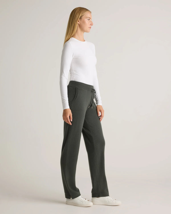 Mongolian Cashmere Straight Leg Pants - XS / Moss