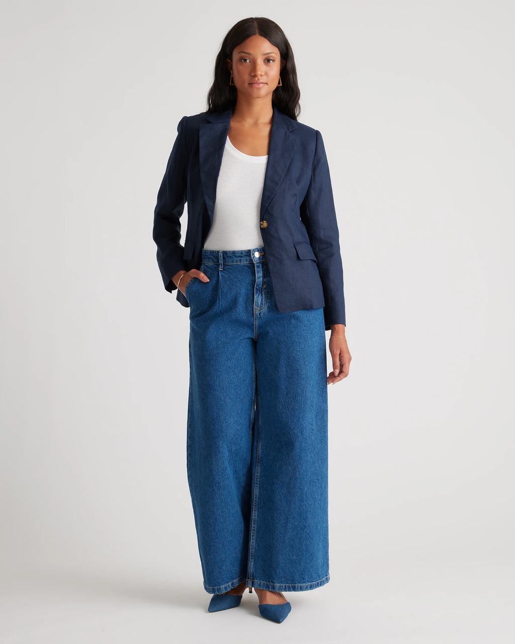 100% European Linen Structured Blazer - XS / French Blue