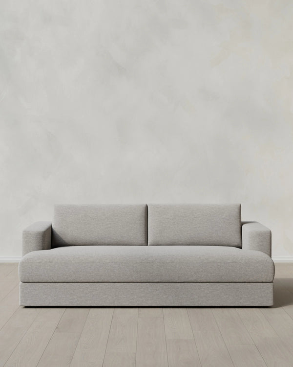 Sierra Curved Arm Sofa in Performance Basketweave - 7ft / Flax