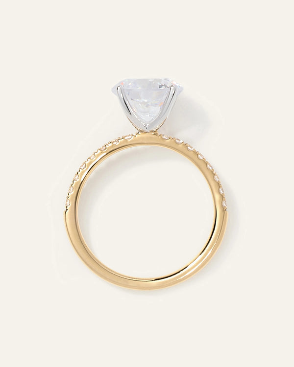 Lab Grown Diamond Round Petite Pave Engagement Ring - 3ct - 4 / Yellow Gold